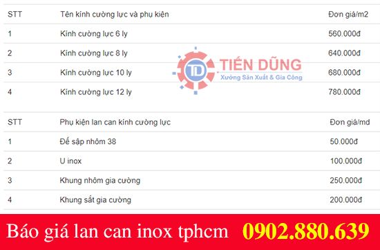Báo giá làm lan can inox tại TPHCM liên hệ 0902.880.639