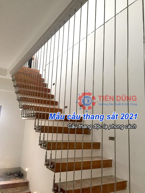 Mẫu cầu thang sắt đẹp năm 2021